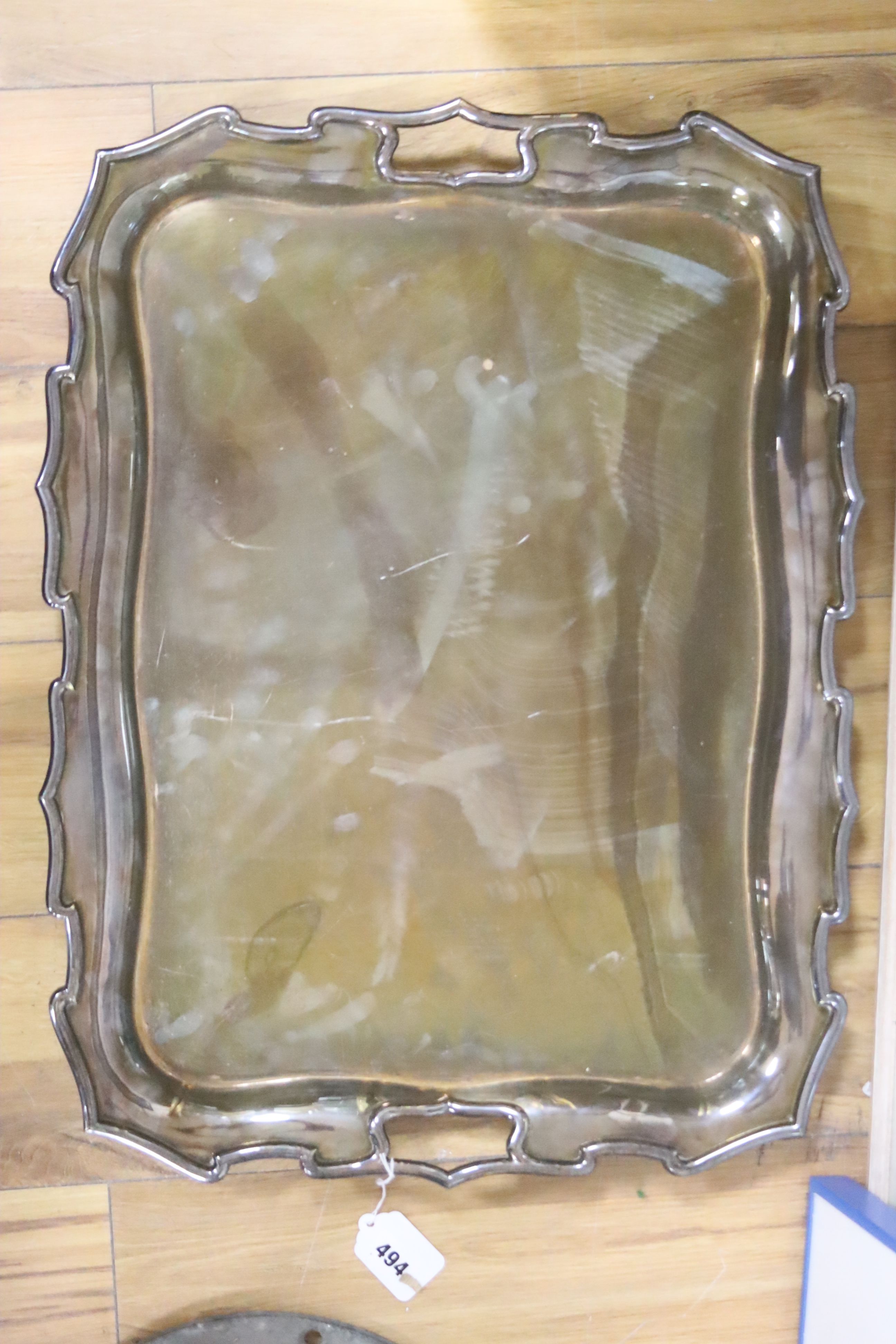 A quantity of assorted silver plate to include a large rectangular tray